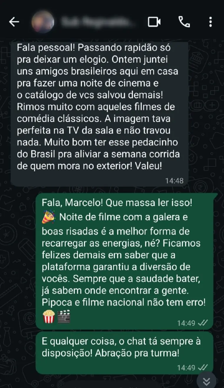 Captura de conversa no WhatsApp com cliente da Triton Play (depoimento 1 de 3)